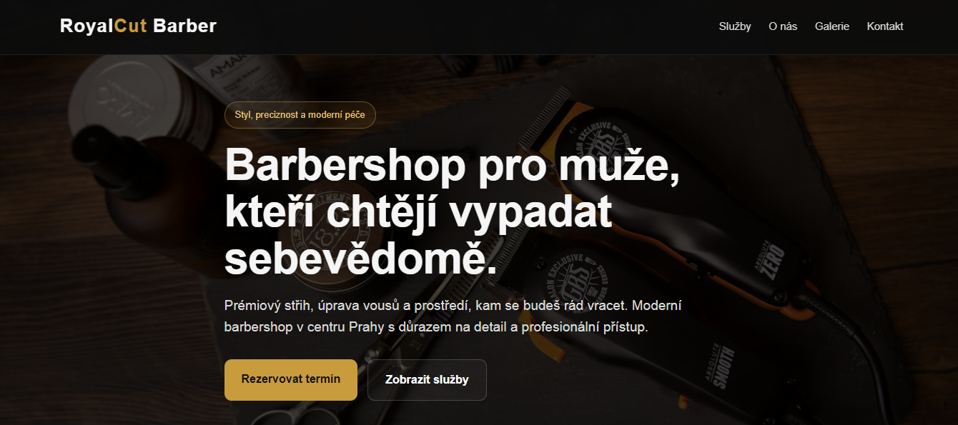 Náhled webu pro barber shop
